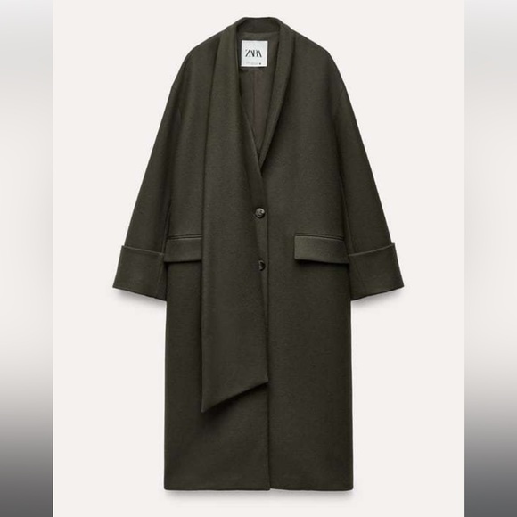 Zara manteco scarf wrap coat - Picture 3 of 16